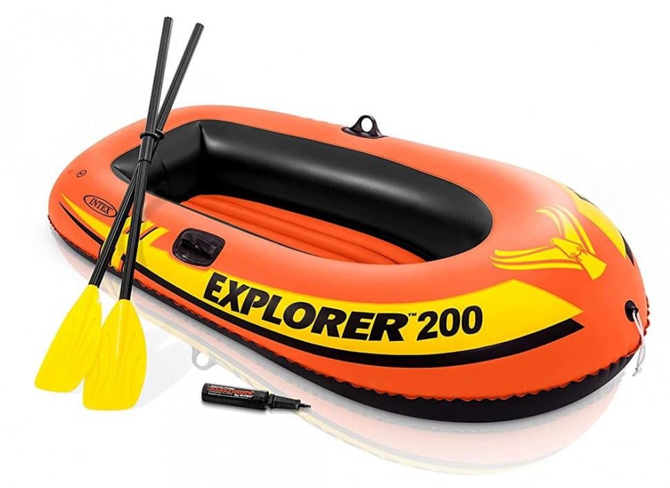 Надувная лодка Intex Explorer 200 с веслами и насосом до 95 кг 185х94 см (EXP200)