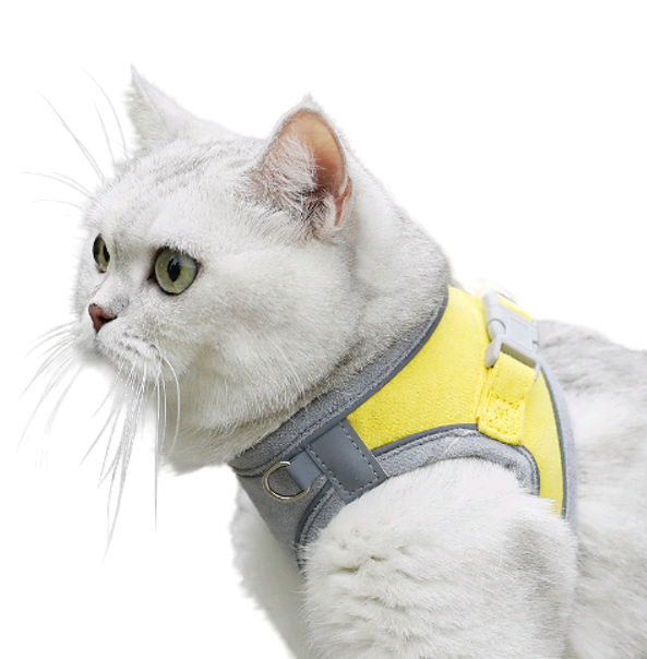 Нагрудник-поводок ЗАМШ М Желто-серый (00000004429)