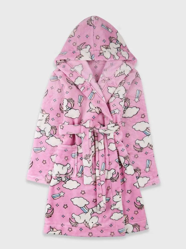 Халат для девочки теплый Фламинго Единороги вельсофт 883-910 140 см Розовый (158384)