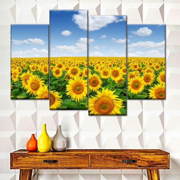 Модульная картина KIL Art Поле подсолнухов из четырех частей 129x90 см (M4_L_177)