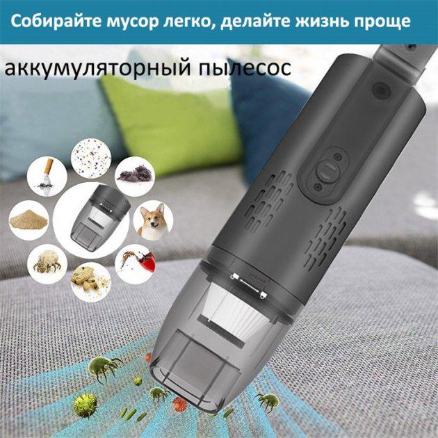 Автомобильный пылесос с насадками Grikey Mini 2500 mAh 75 W Серый (GB2RBM) - фото 10