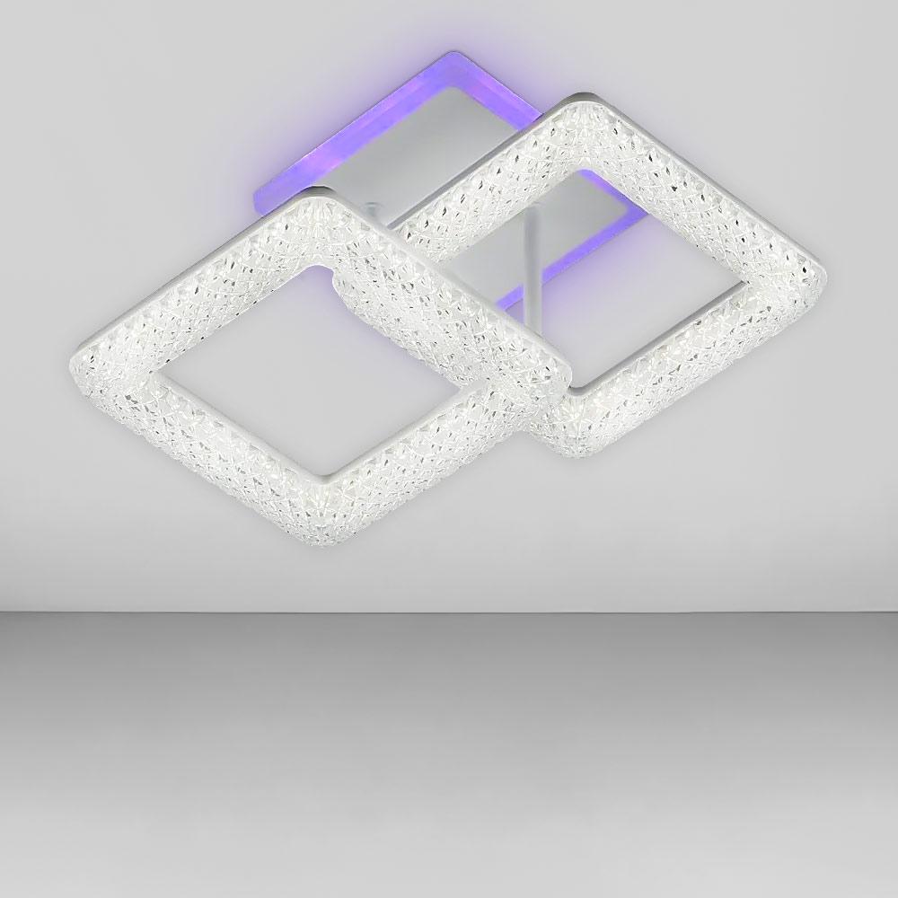 Люстра потолочная светодиодная Light House SC-19180/1/1С WH/PK/BU/PL без пульта 32W/10W 240х320х160 мм Белый