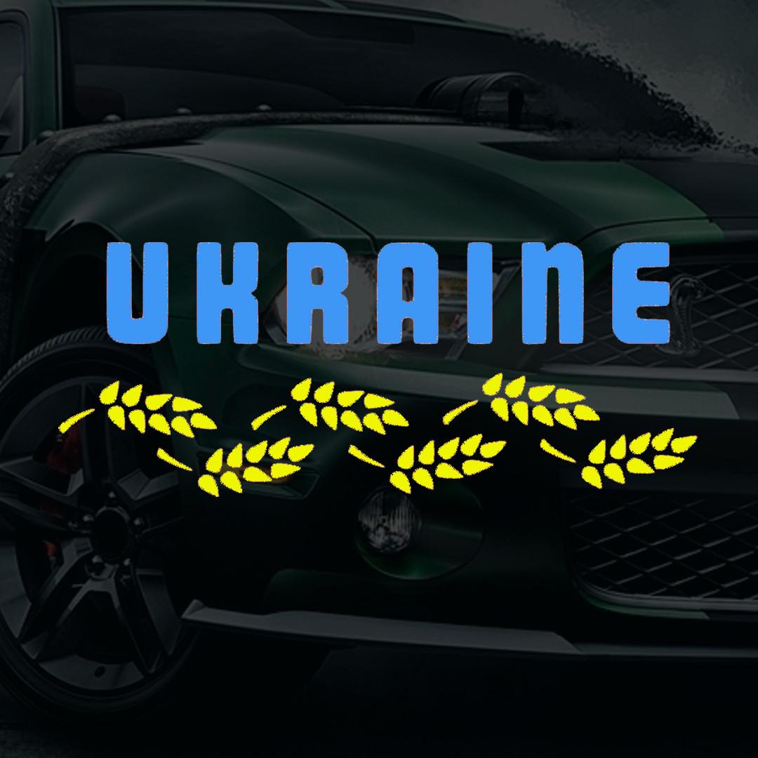 Наклейка в автомобиль с надписью Колоски и Надпись Украина и монтажная пленка 25х12 см (2066418505) Наклейка в автомобиль с надписью Колоски и Надпись Украина и монтажная пленка 25х12 см (2066418505)