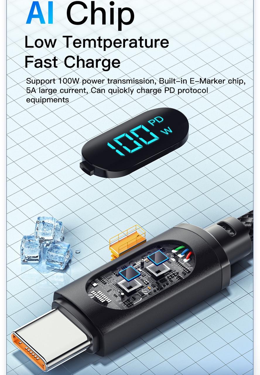 Кабель Essager Type-C PD 100W Fast Charge з дисплеєм 2 м Black (25397384) - фото 6 Кабель Essager Type-C PD 100W Fast Charge з дисплеєм 2 м Black (25397384) - фото 6