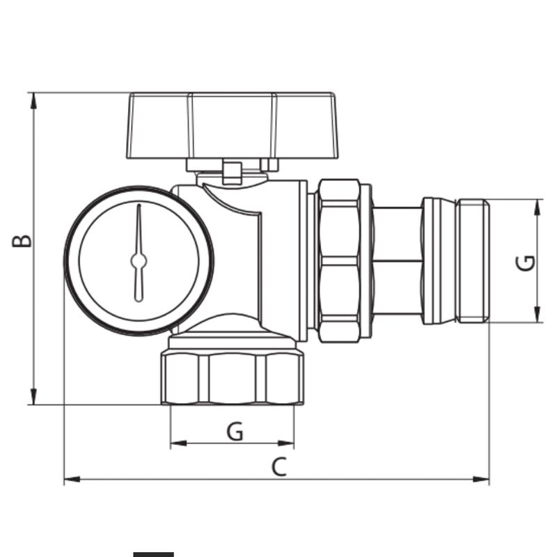 Кран з американкою антипротечка KOER KR.1033-Gi-1'' з термометром (KR2894) - фото 3