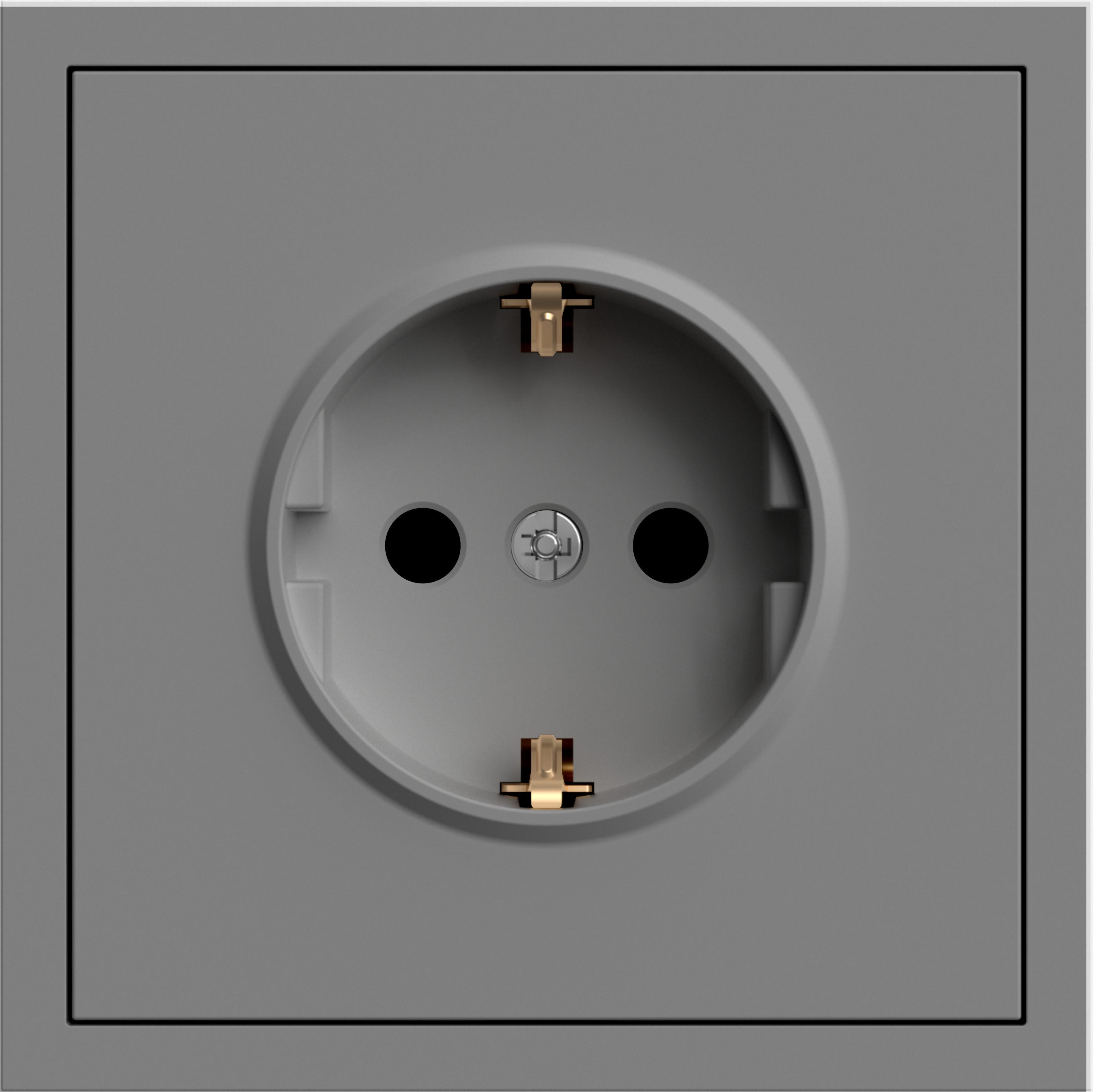 Розетка одинарная ARDERO Soft с заземлением 16А Серый (ER121-G)