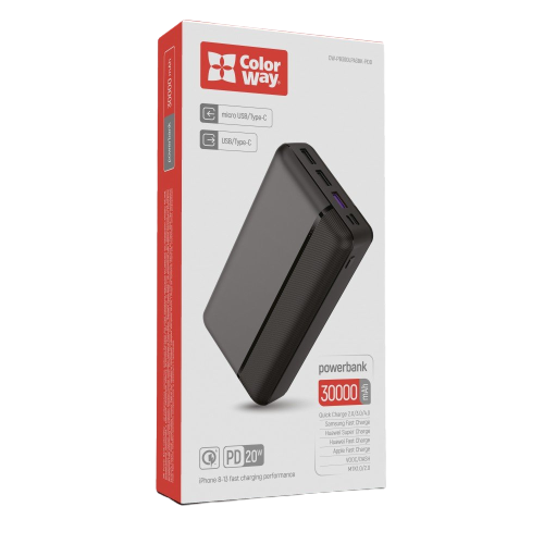 Повербанк ColorWay CW-PB300LPA3BK-PD 22,5W QC+PD 30000 mAh Чорний - фото 8