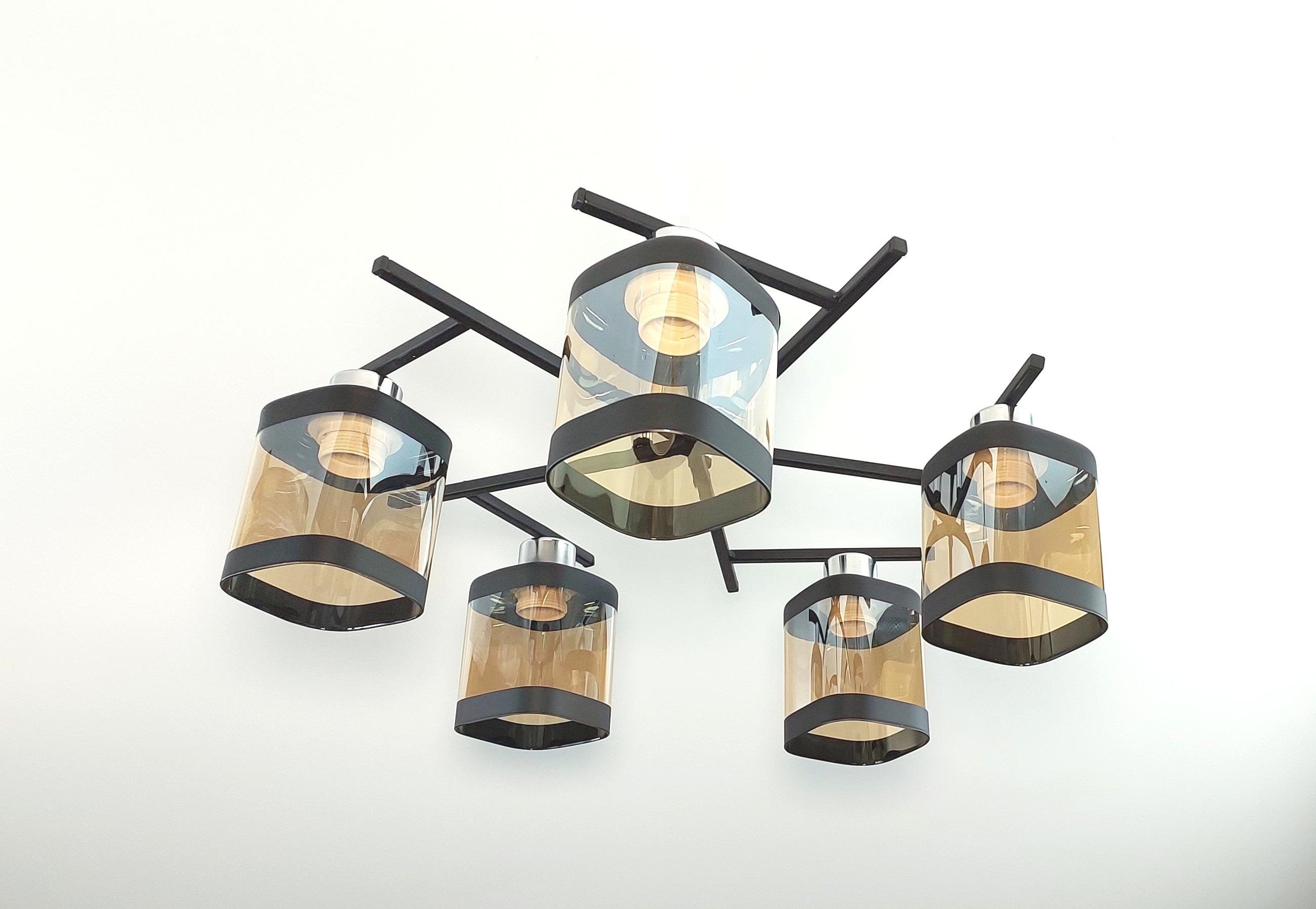 Люстра потолочная Лофт 3282/5 на 5 плафонов металлическая Черный