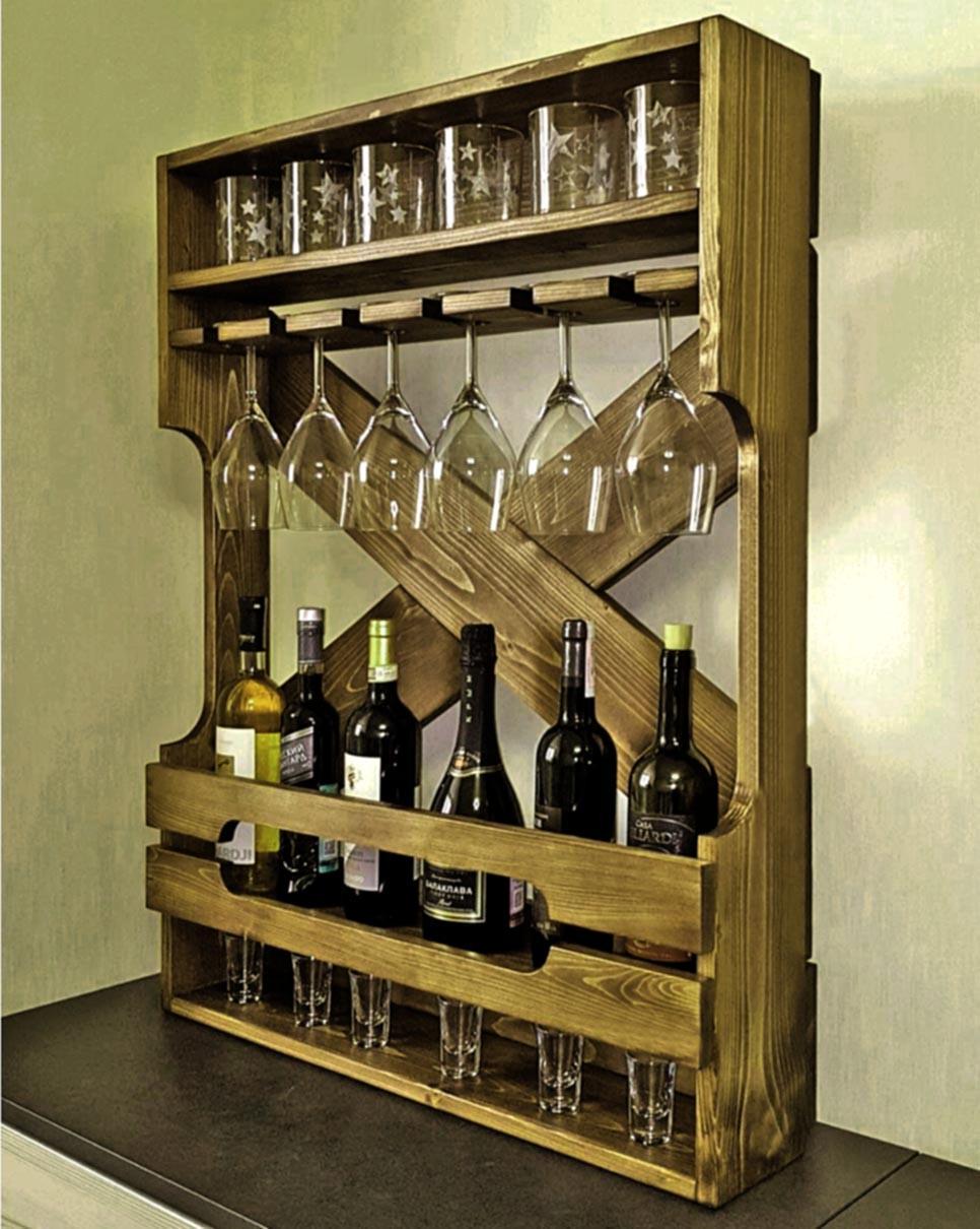 Полка для вина настенная из дерева Асахи Палисандр (ПНК-006502)