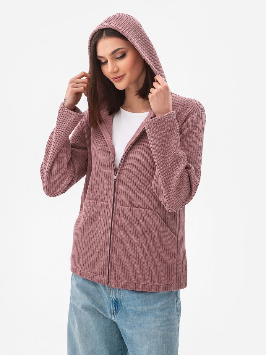 Кардиган бавовняний з капюшоном SVTR р. 42-46 Темний пудровий (592)