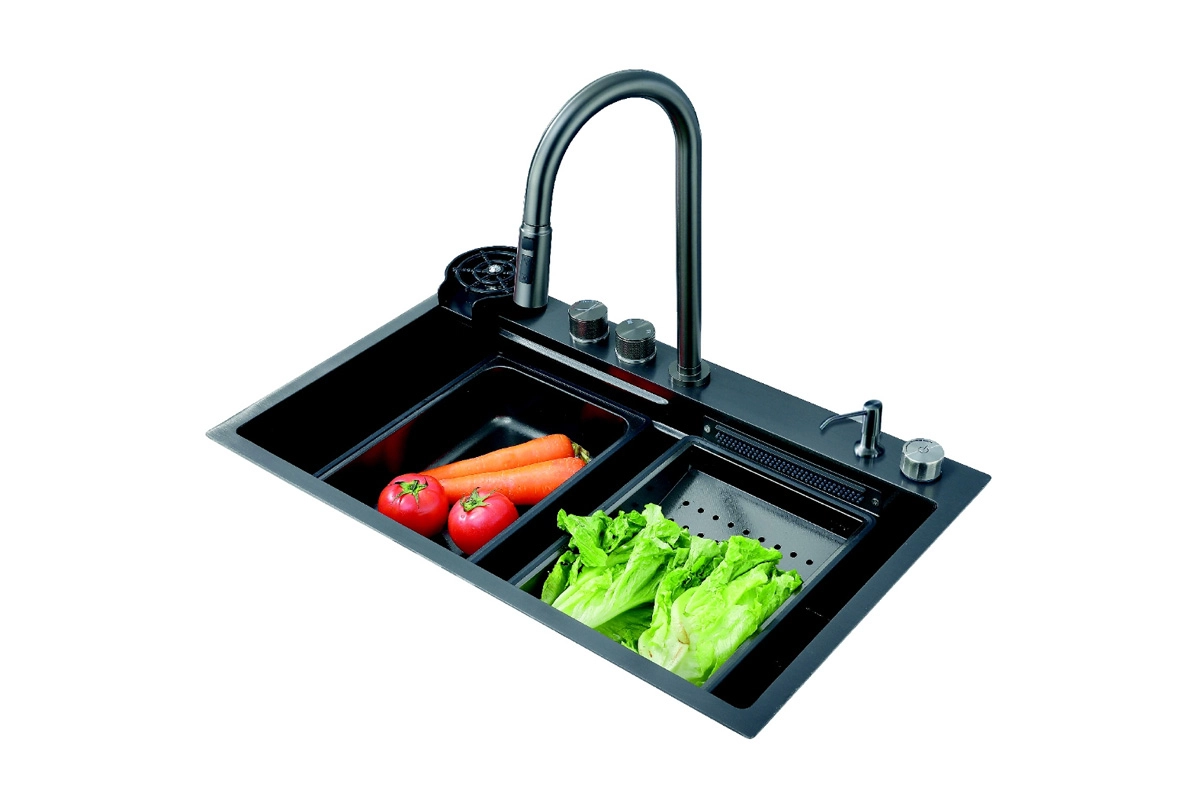 Мойка для кухни Zerix ZH7546-SET-01 со встроенным смесителем из нержавеющей стали Nano-Black (ZM5575) Мойка для кухни Zerix ZH7546-SET-01 со встроенным смесителем из нержавеющей стали Nano-Black (ZM5575)