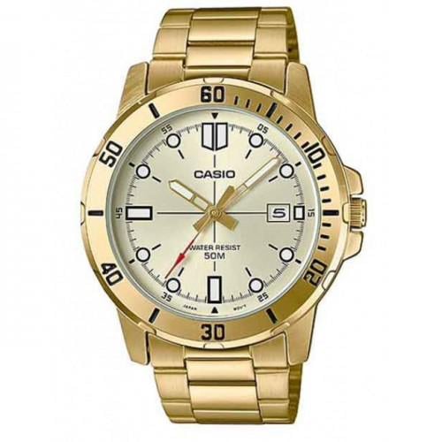 Наручний годинник чоловічий Casio MTP-VD01G-9EVUDF d 45 мм Золотий