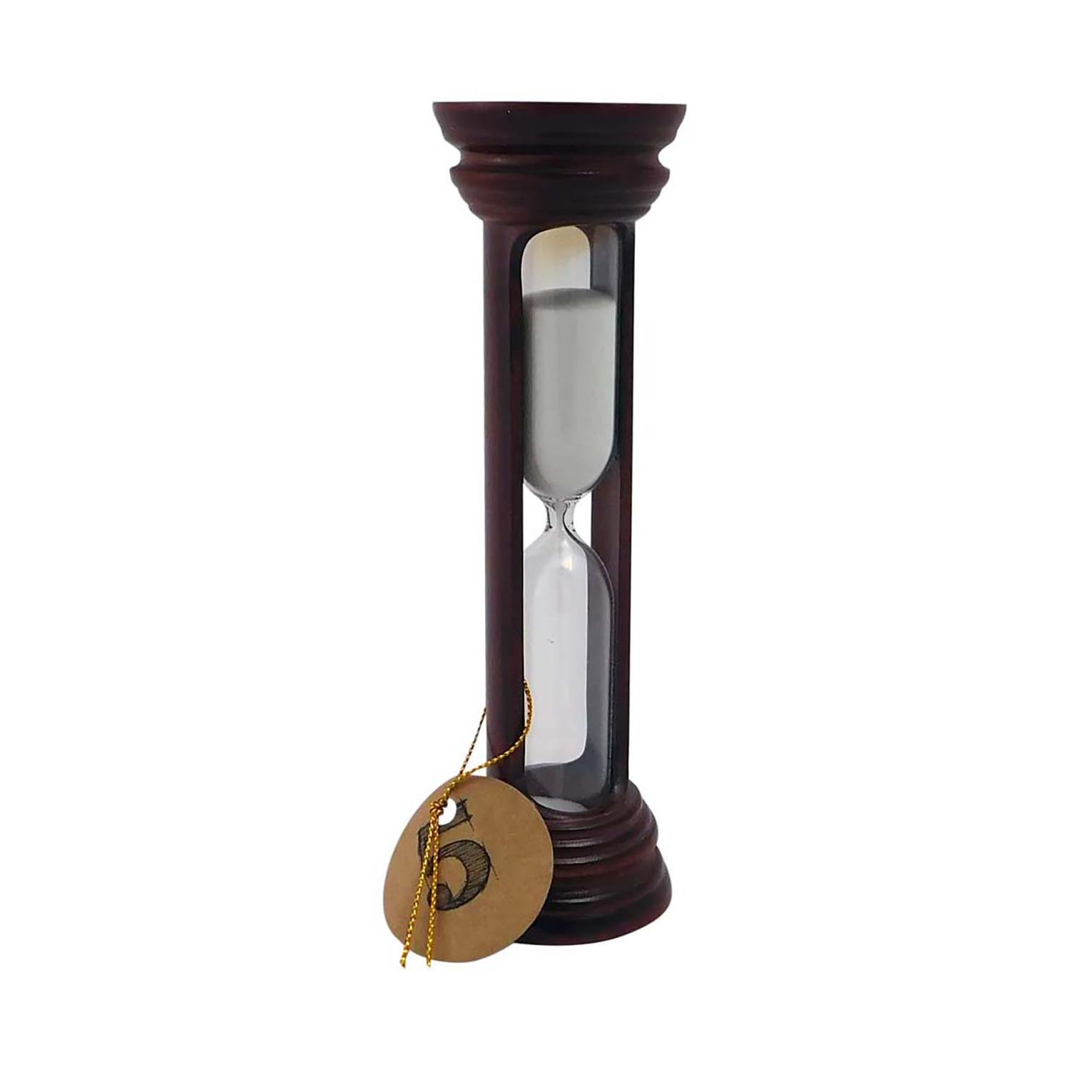 Часы песочные в деревянном корпусе на 5 минут с белым песком (1096099592)
