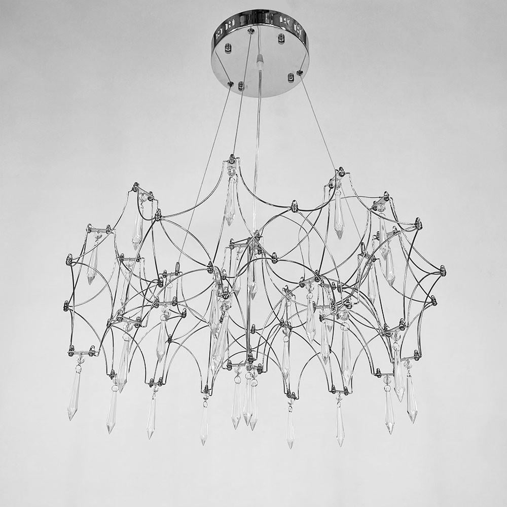 Люстра дизайнерська невагома із кришталем Ø 65 см Срібний (MJ203-600 CH)