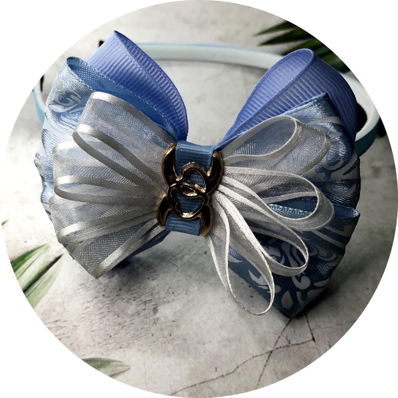 Обруч для волосся дитячий з бантиком Небесно-блакитний Обруч для волосся дитячий з бантиком Небесно-блакитний