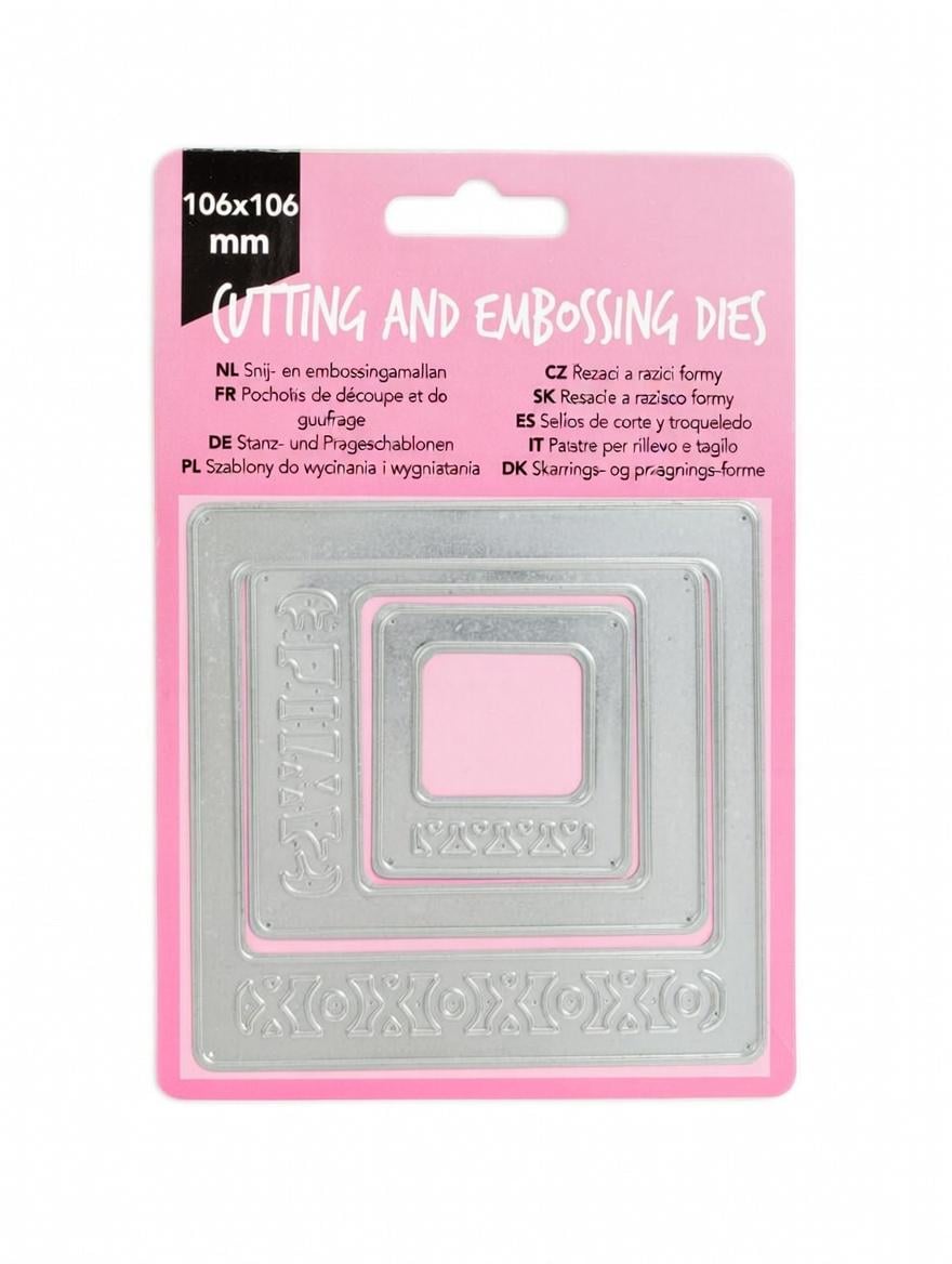 Набір вирубок та ембосингу EPILAGE CUTTING AND EMBOSSING DIES рамка з серцями для скрапбукінгу/кардмейкінгу та декору 106×106 мм (500123)