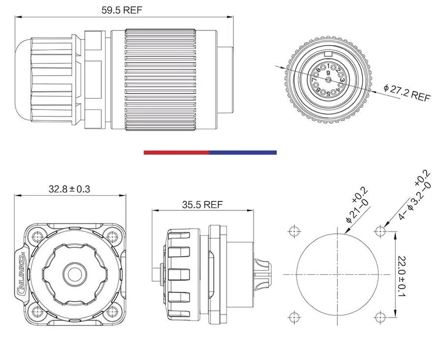 Разъем герметичный CNLINKO 4 pin YW-20-C04PE-03-001 IP67 штекер (2667603176) - фото 4 Разъем герметичный CNLINKO 4 pin YW-20-C04PE-03-001 IP67 штекер (2667603176) - фото 4