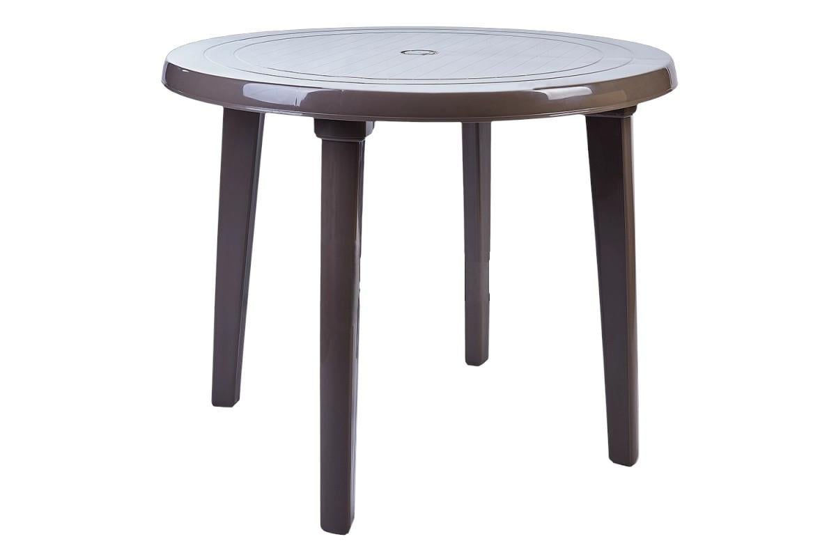 Стіл круглий пластиковий 90 см Коричневий (113344) Стіл круглий пластиковий 90 см Коричневий (113344)
