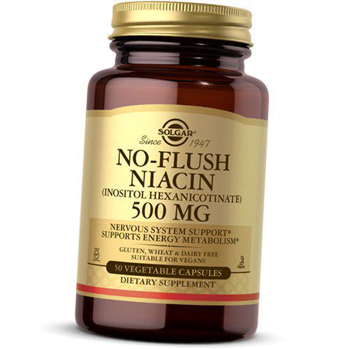 Ниацин No-Flush Niacin 500 не вызывает покраснения 50 вег. капс. (36313192) - фото 1