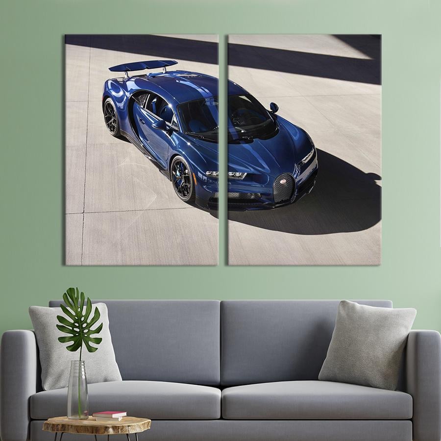 Картина на холсте Роскошный синий Bugatti Chiron 165x122 см (1299-2)