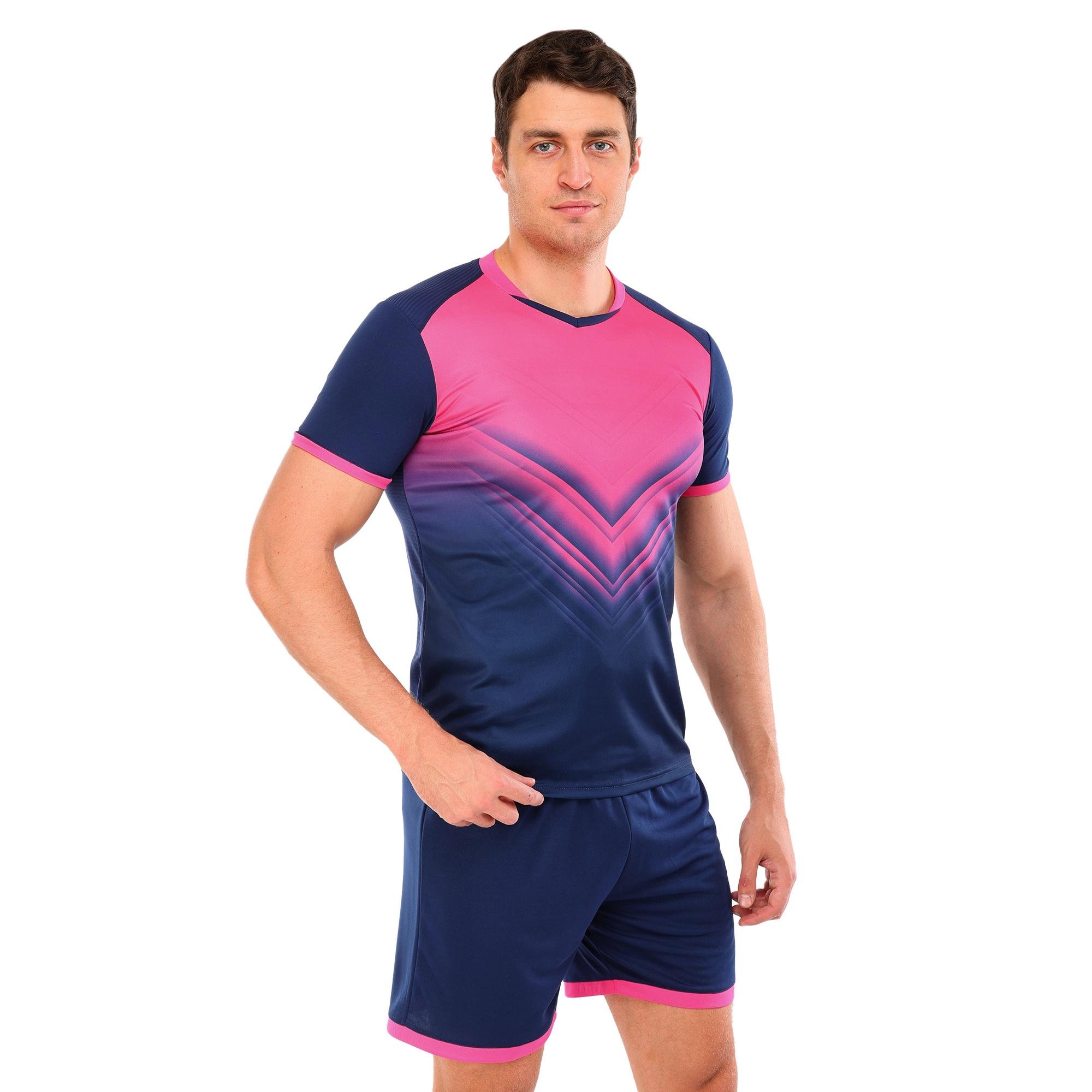 Форма футбольная комплект Lingo JG-6317 футболка/шорты полиэстер S Черный-розовый (JG-6317_Черный-розовый_S)