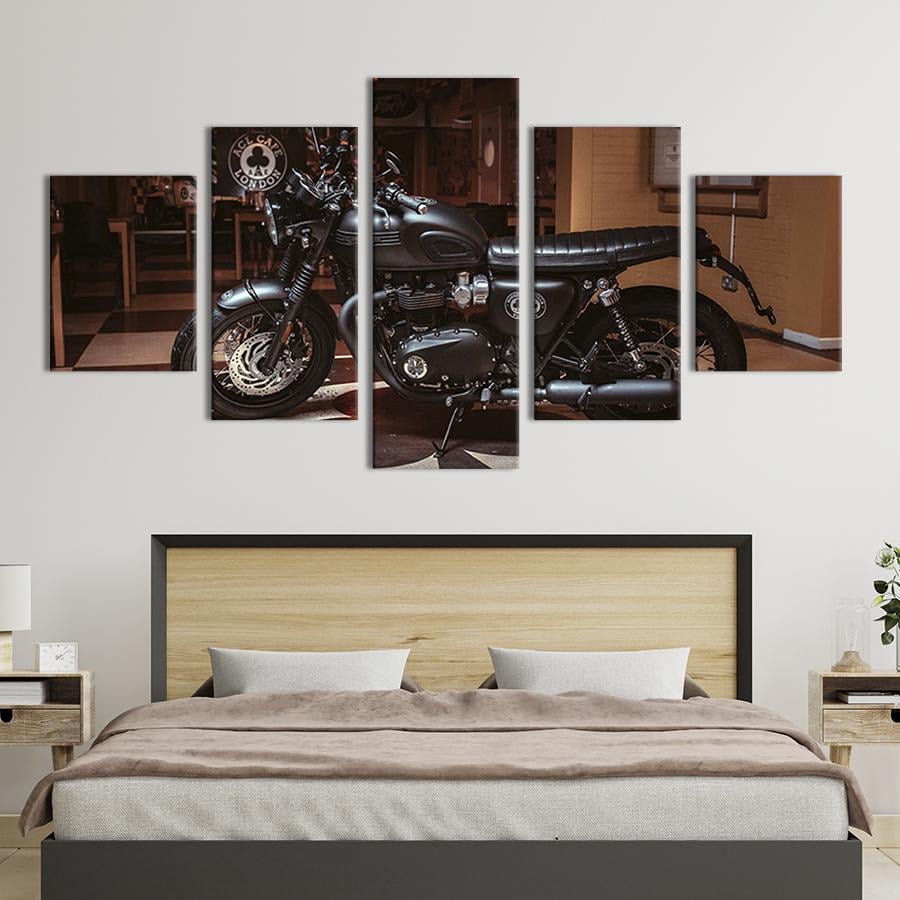 Модульная картина из 5 частей Внушительный мотоцикл Triumph Bonneville 112x54 см (86-52)