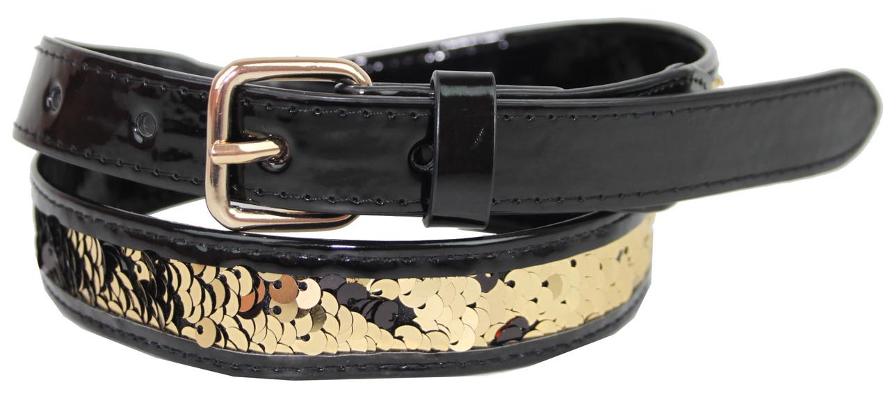 Дитячий ремінь з екошкіри з паєтками C&A 2014846 Чорний