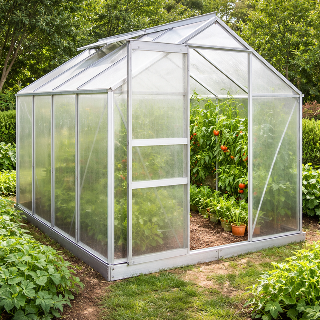 Теплица из поликарбоната двухскатная GardenLine 4,75 м2 2,5х1,9х1,95 м 700 г/м2 Прозрачный (3391)