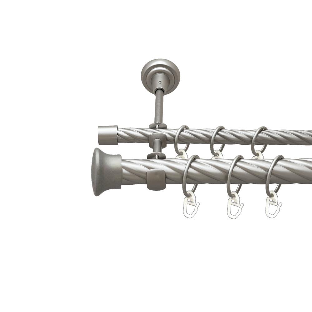 Карниз Orvit Дуо металевий дворядний відкритий скручена труба кільце металеве 25/16 мм 200 см Сатин (00-00023533)