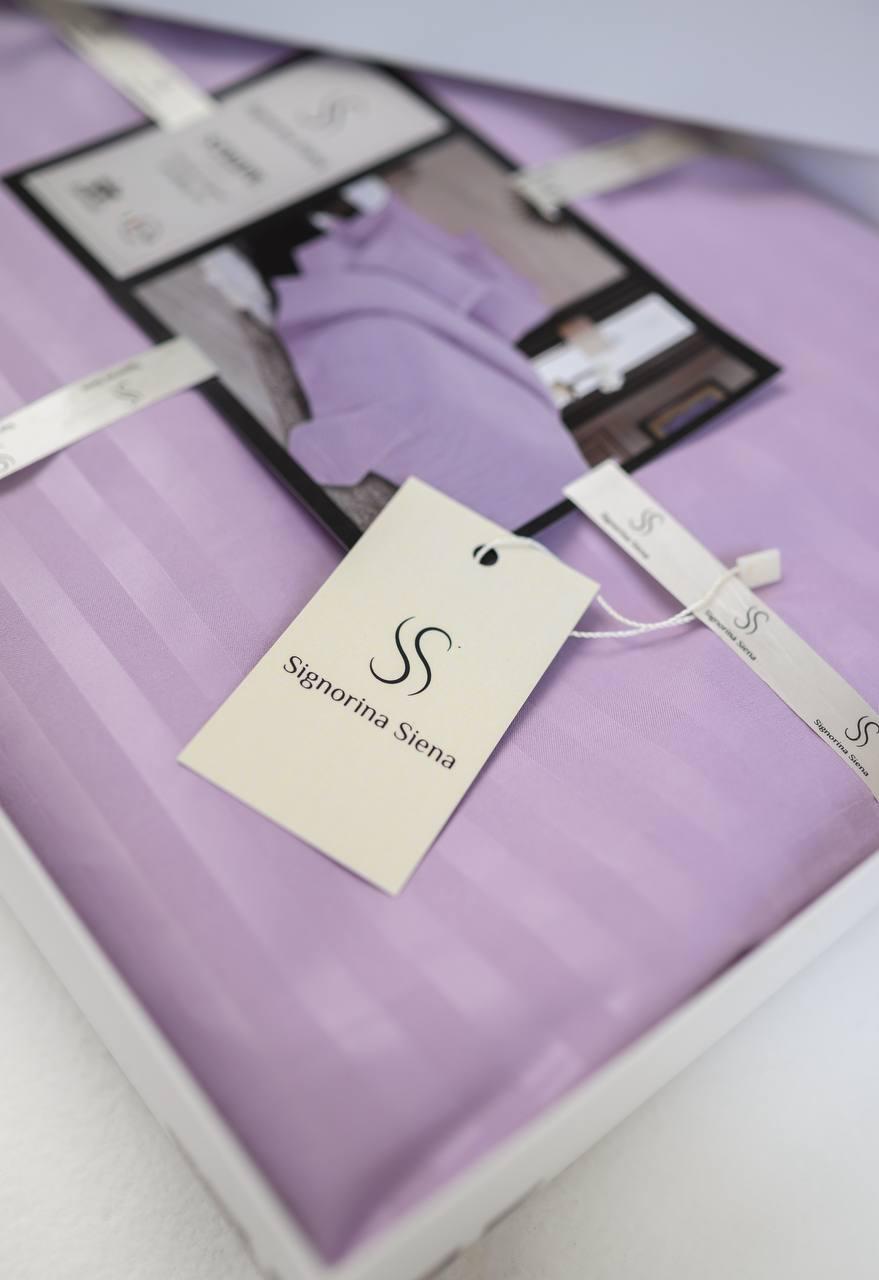 Комплект постільної білизни Signorina Siena зі страйп-сатину двоспальний 50х70 см/70х70 см Лаванда (0017D) - фото 2