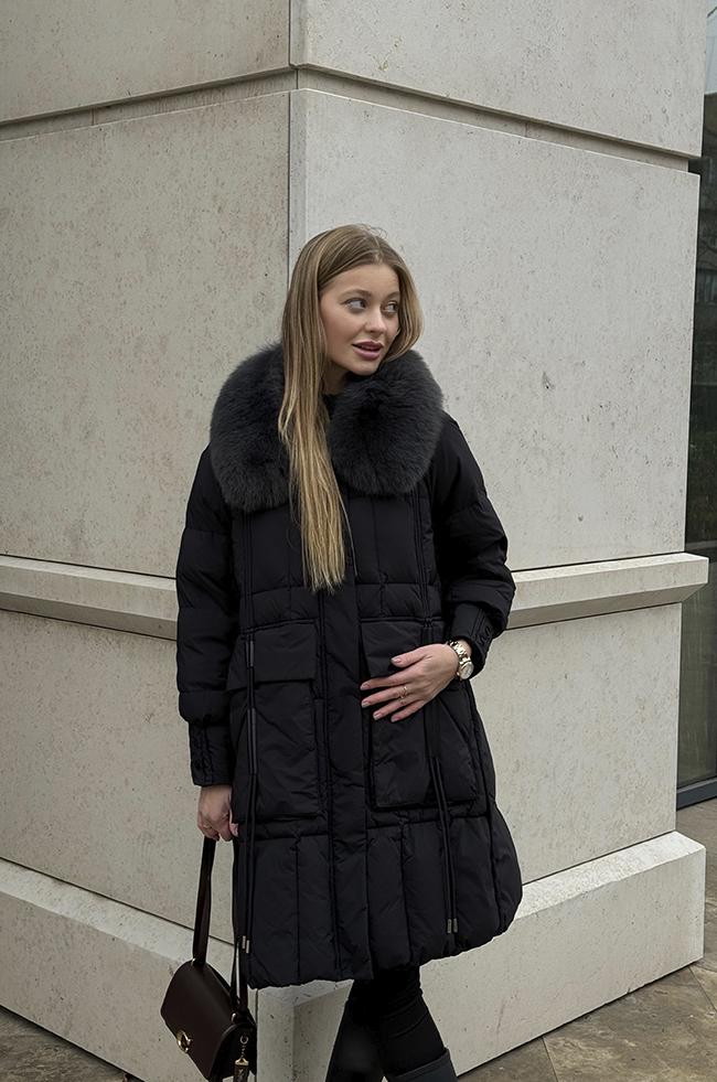 Куртка Lipar 0564 пуховая с накладными карманами р. 46 Черный (16897336) - фото 6