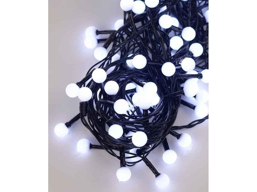 Гирлянда Шарики 10 мм 100LED 6 м Белый/Черный провод (1312-03)
