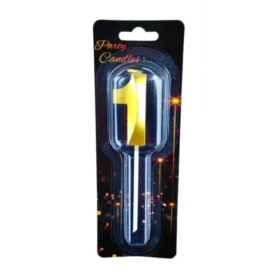 Свеча цифра маленькая 3D 1 4,5 см Золотой (12199)