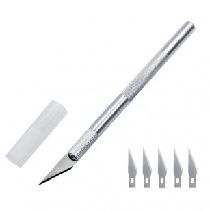 Нож макетный Axent металлический с сменными лезвиями 5 шт. (А000041) - фото 2 Нож макетный Axent металлический с сменными лезвиями 5 шт. (А000041) - фото 2