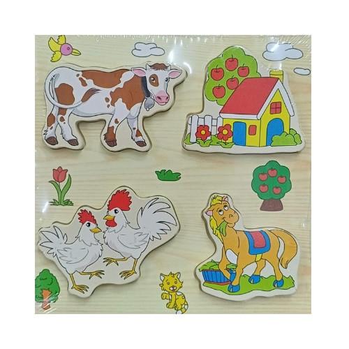 Деревянная игрушка Рамка-вкладыш Животные домашние (MD 2651)