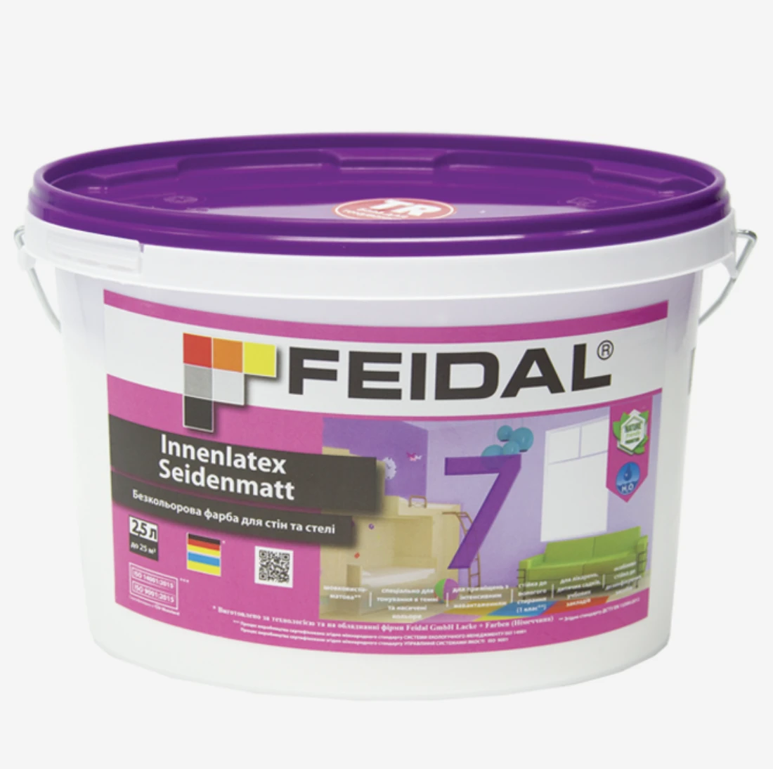Краска интерьерная Feidal Innenlatex Seidenmatt 7 бесцветная 2,5 л (1886455326)