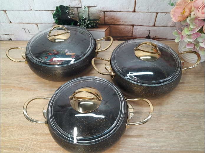 Набор кастрюль OMS с антипригарным покрытием 6 предметов Gold (3031-gold)