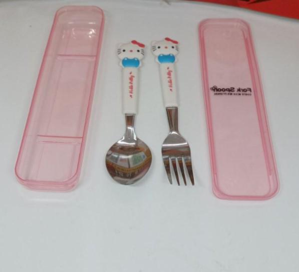 Столовые приборы детские ложка и вилка Hello Kitty из нержавеющей стали - фото 2 Столовые приборы детские ложка и вилка Hello Kitty из нержавеющей стали - фото 2