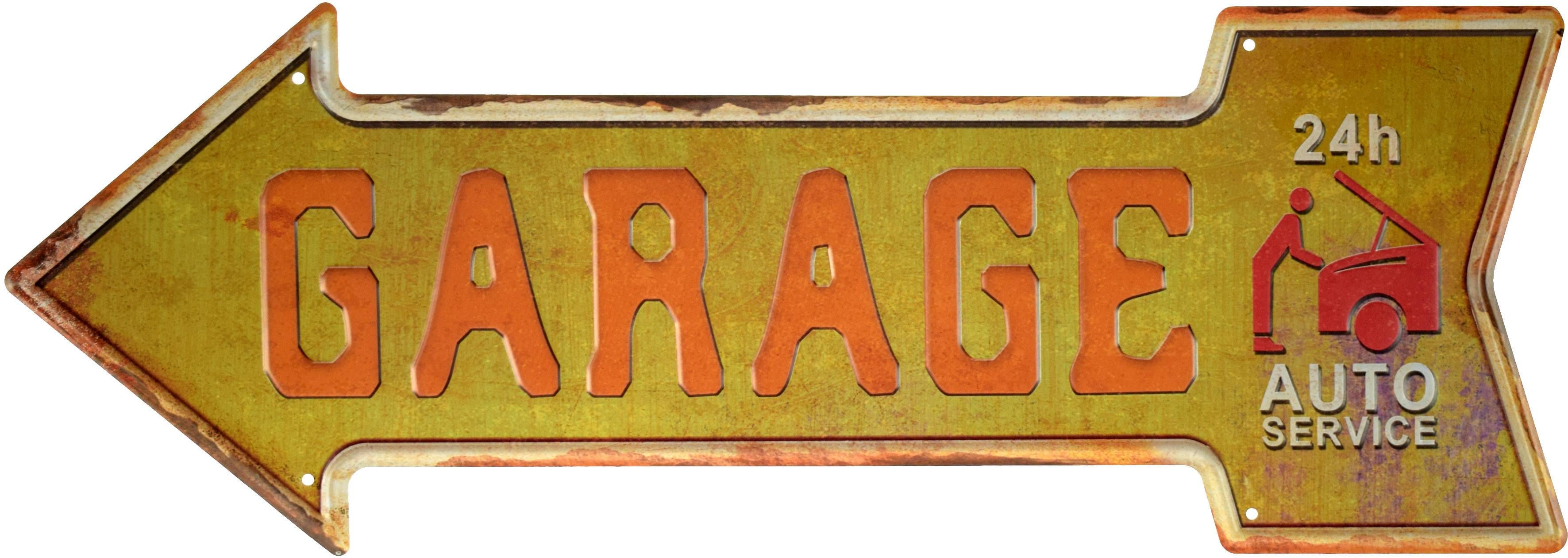 Табличка металлическая Гараж/Garage 24h Auto Service 16x45 см