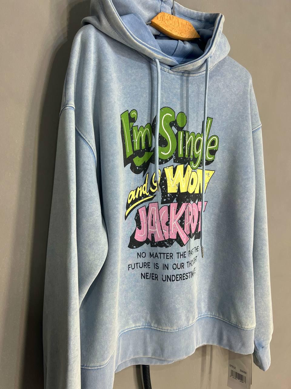 Худі жіночий A-N 25040 подовжений з капюшоном варений тай дай OS Блакитний (3432) - фото 2