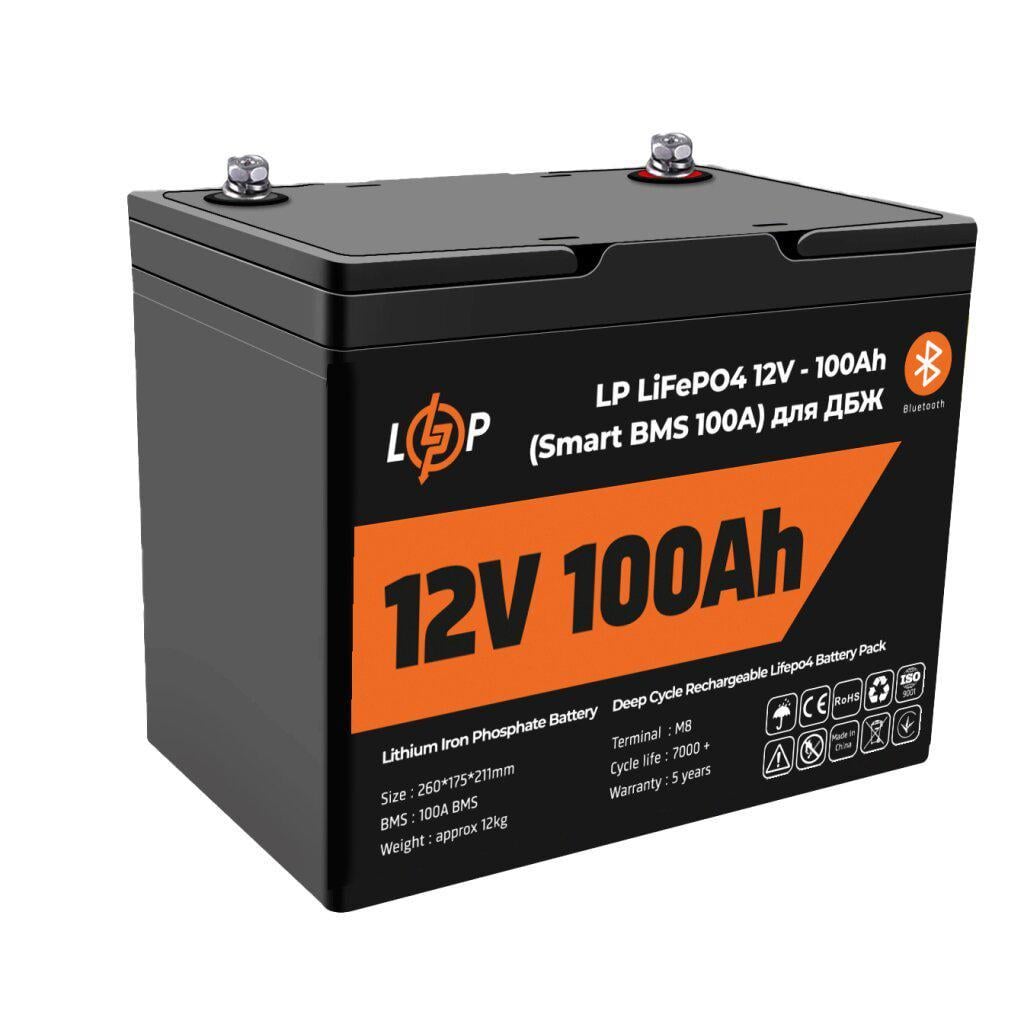 Аккумулятор для ИБП LogicPower LiFePO4 BT пластик 12V 12,8V 100 Ah 1280 Wh Smart BMS 100А (29879733)