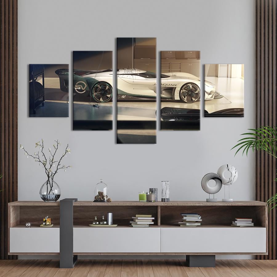 Картина на холсте Грациозный белый суперкар Jaguar 162x80 см (1331-52)