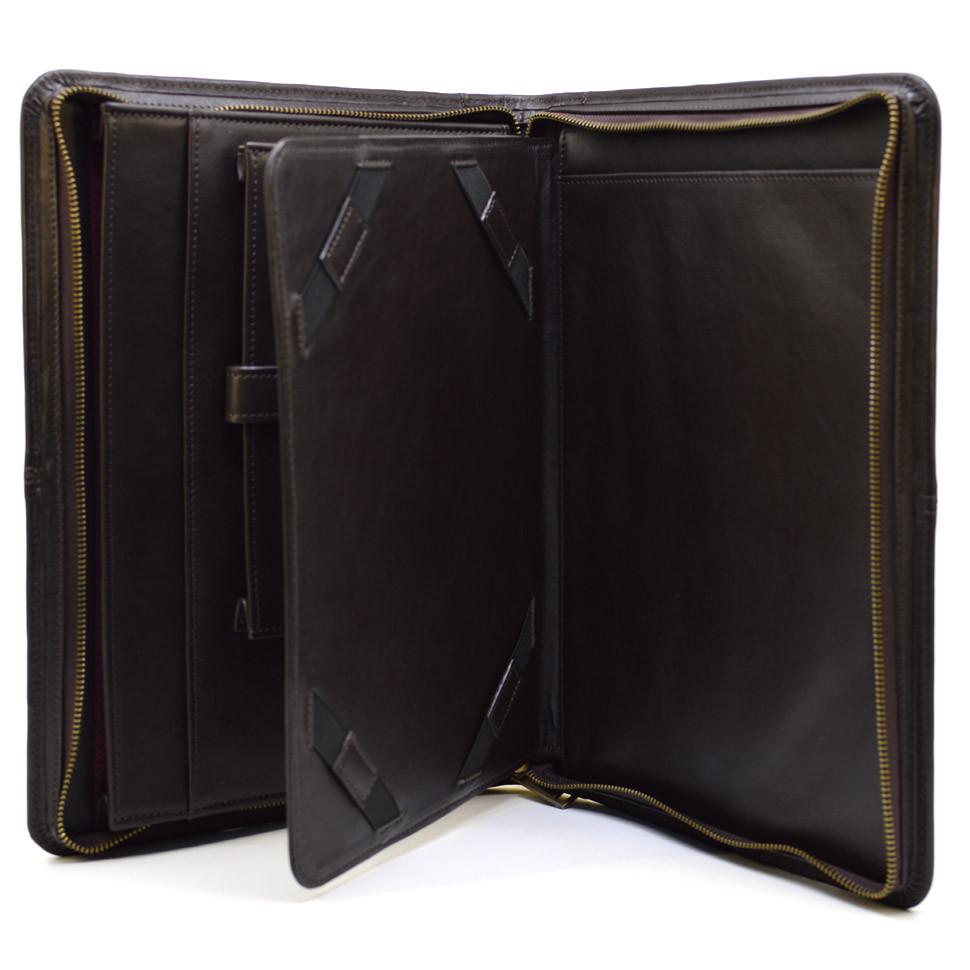 Папка кожаная на молнии с ручкой с органайзером TARWA GC-4495-4lx А4 Коричневый (40156) - фото 6 Папка кожаная на молнии с ручкой с органайзером TARWA GC-4495-4lx А4 Коричневый (40156) - фото 6