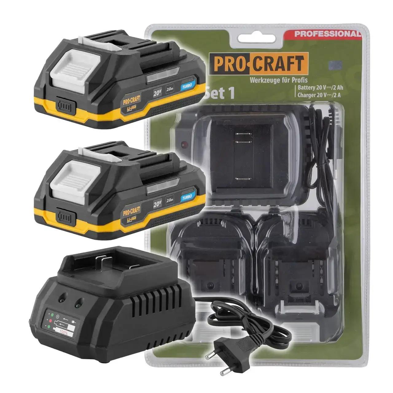 Набір акумуляторів ProCraft PBC set1 20 В 2 А/год 2 шт. із зарядкою (000017650) - фото 4