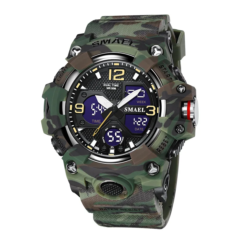 Часы наручные мужские Smael 8008N Camo Army Green (17789)