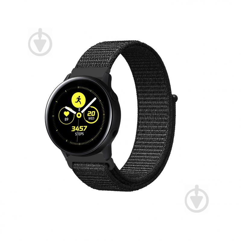 Ремешок BeWatch нейлоновый липучка для Samsung Galaxy Watch Active Черный (1011301.2)