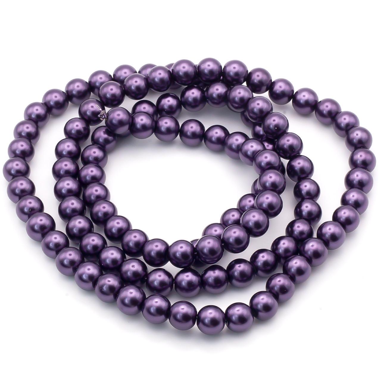 Бусины стеклянные на нитке под жемчуг 8 мм 80 см 105 шт. Фиолетовый темный (БЖ0008к97) Бусины стеклянные на нитке под жемчуг 8 мм 80 см 105 шт. Фиолетовый темный (БЖ0008к97)