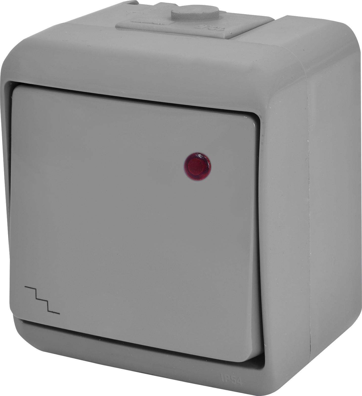 Выключатель лестничный с подсветкой VHE-3L-SR IP54