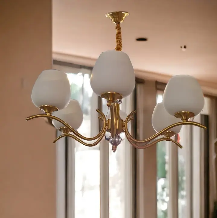 Люстра світлодіодна Тюльпан 5034 5 плафонів Золотистий