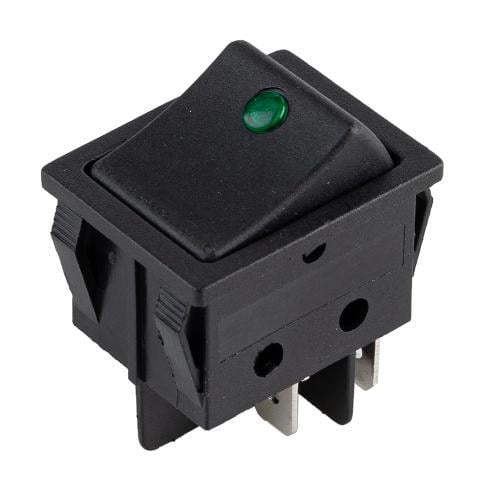 Переключатель с подсветкой 12V квадратный 25Х31Х20 мм 16A250V 20A 125V Green (YJ-WC03)